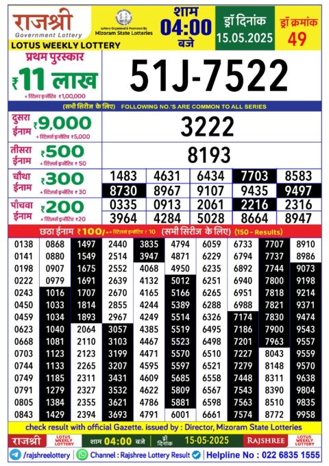Everest Result Today Dear Lottery Chart
