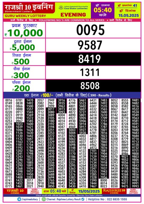 Everest Result Today Dear Lottery Chart