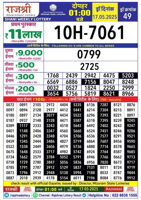Everest Result Today Dear Lottery Chart