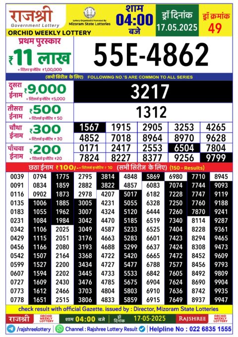 Everest Result Today Dear Lottery Chart
