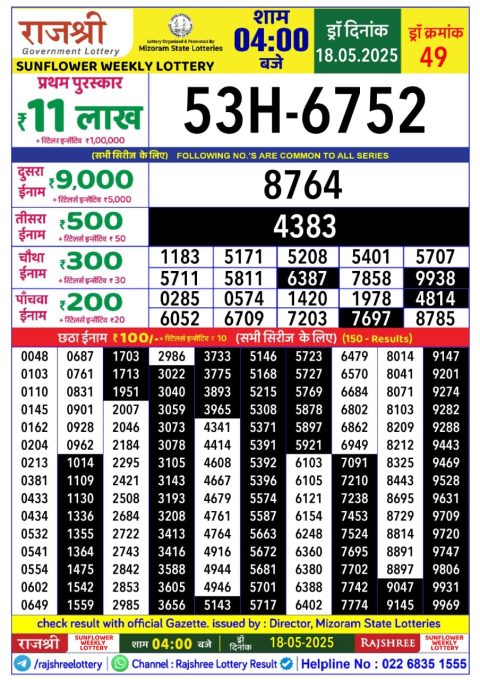 Everest Result Today Dear Lottery Chart