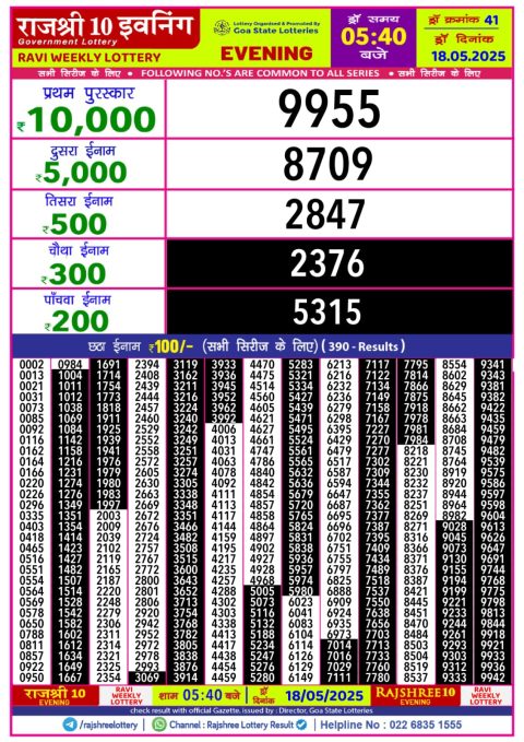 Everest Result Today Dear Lottery Chart