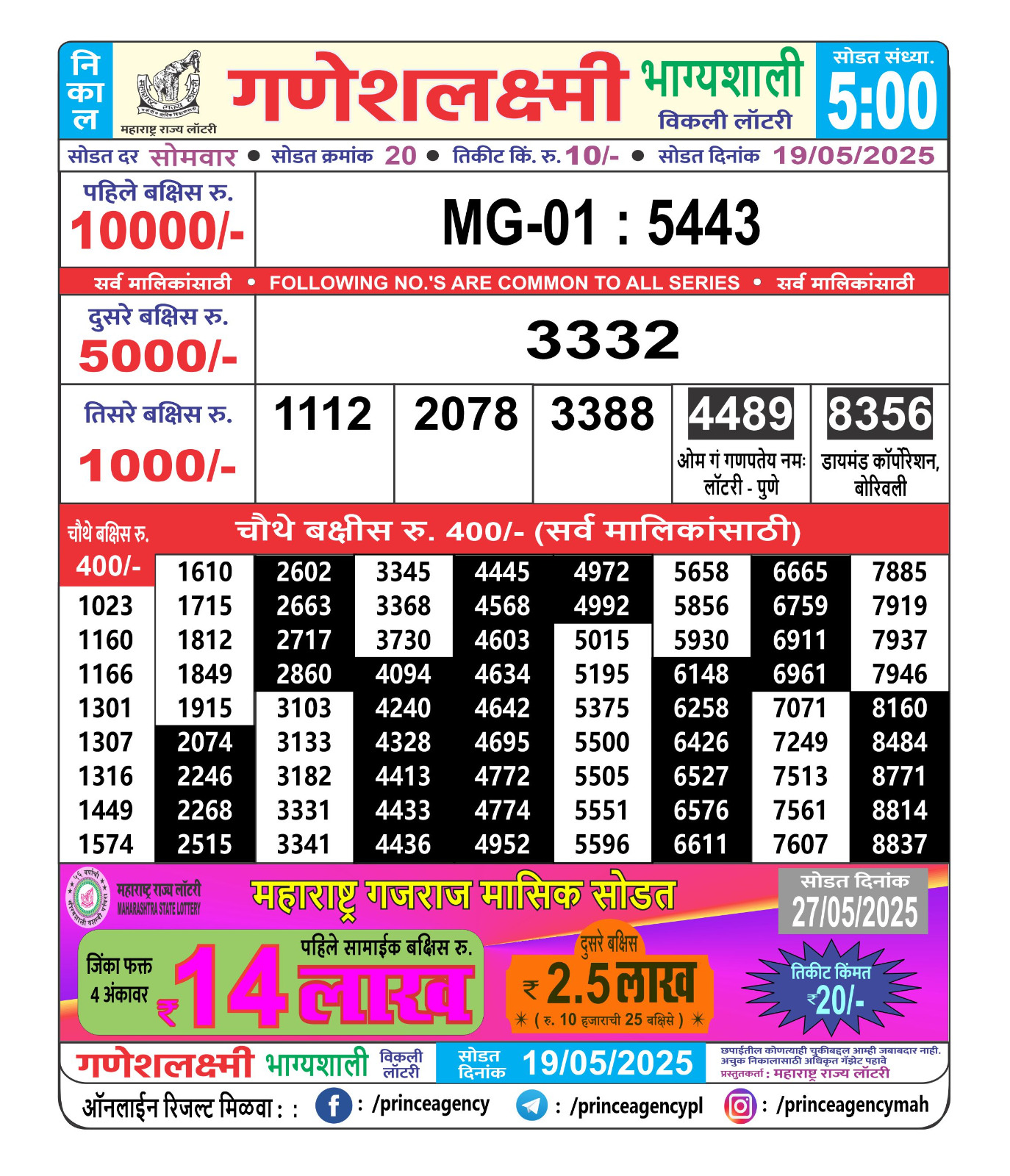 Everest Result Today Dear Lottery Chart