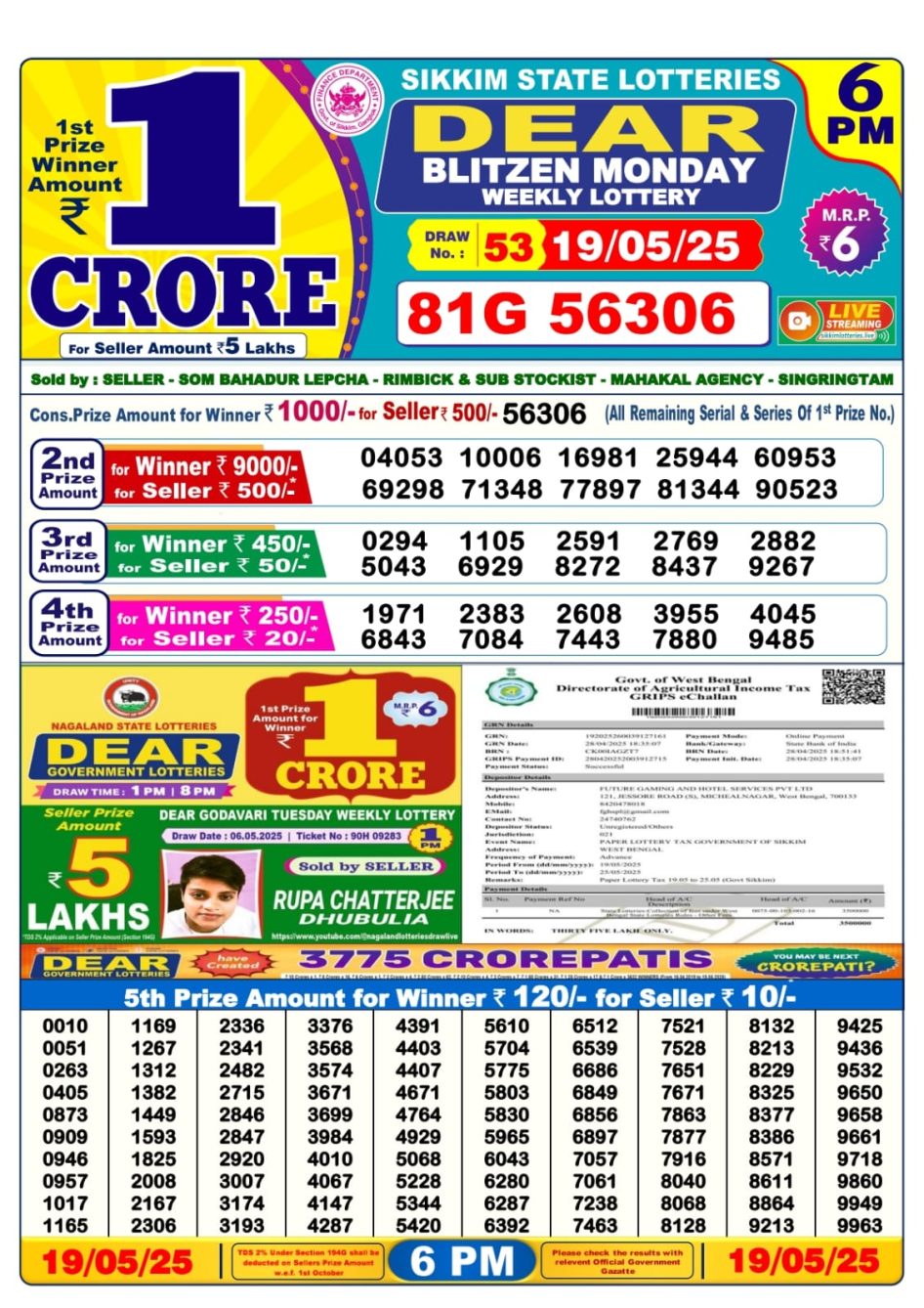 Everest Result Today Dear Lottery Chart