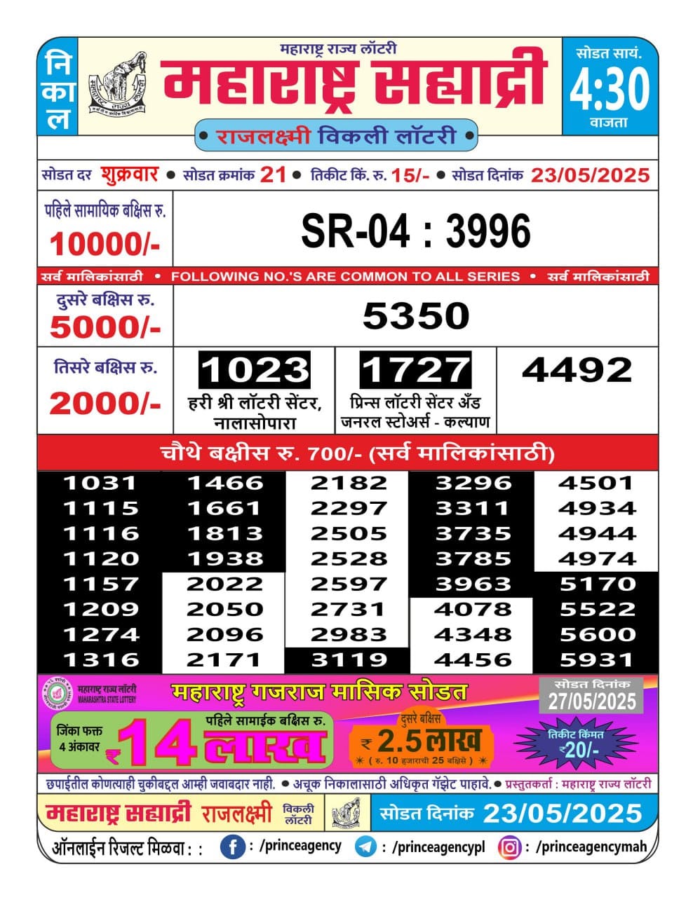 Everest Result Today Dear Lottery Chart