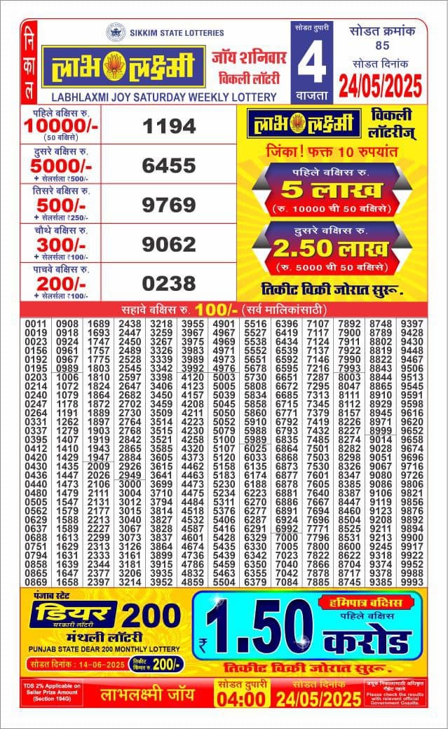 Everest Result Today Dear Lottery Chart