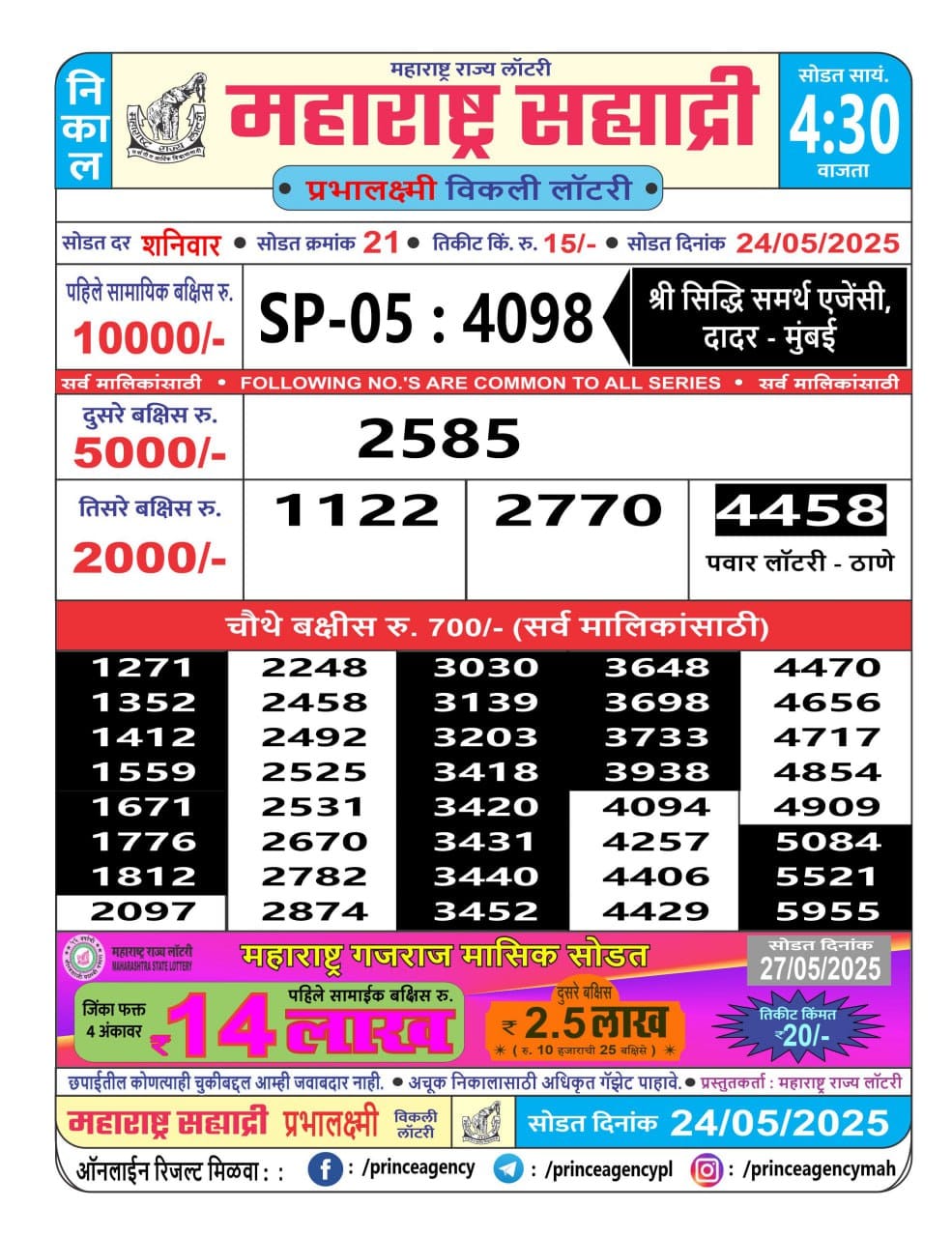 Everest Result Today Dear Lottery Chart