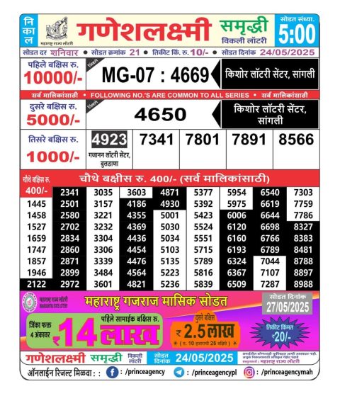 Everest Result Today Dear Lottery Chart