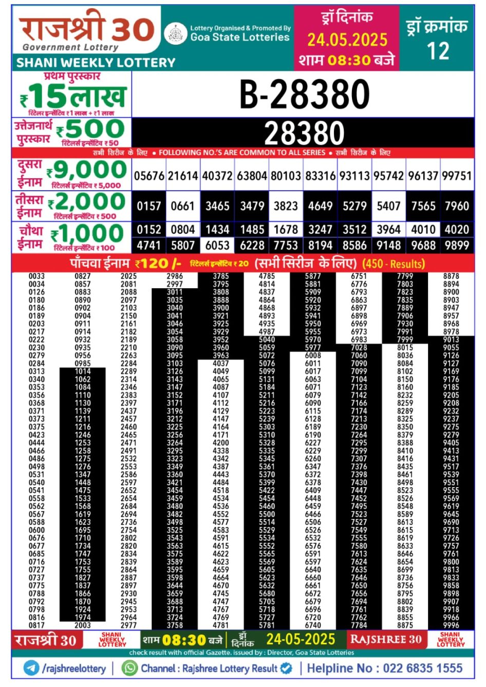 Everest Result Today Dear Lottery Chart