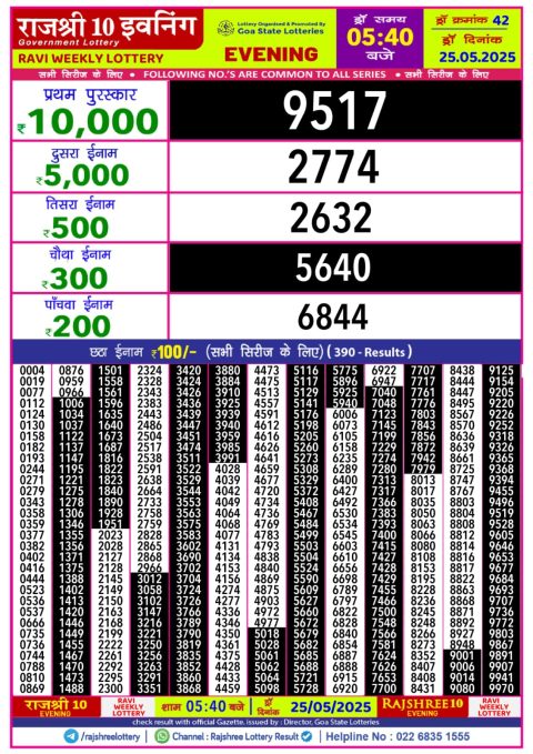 Everest Result Today Dear Lottery Chart
