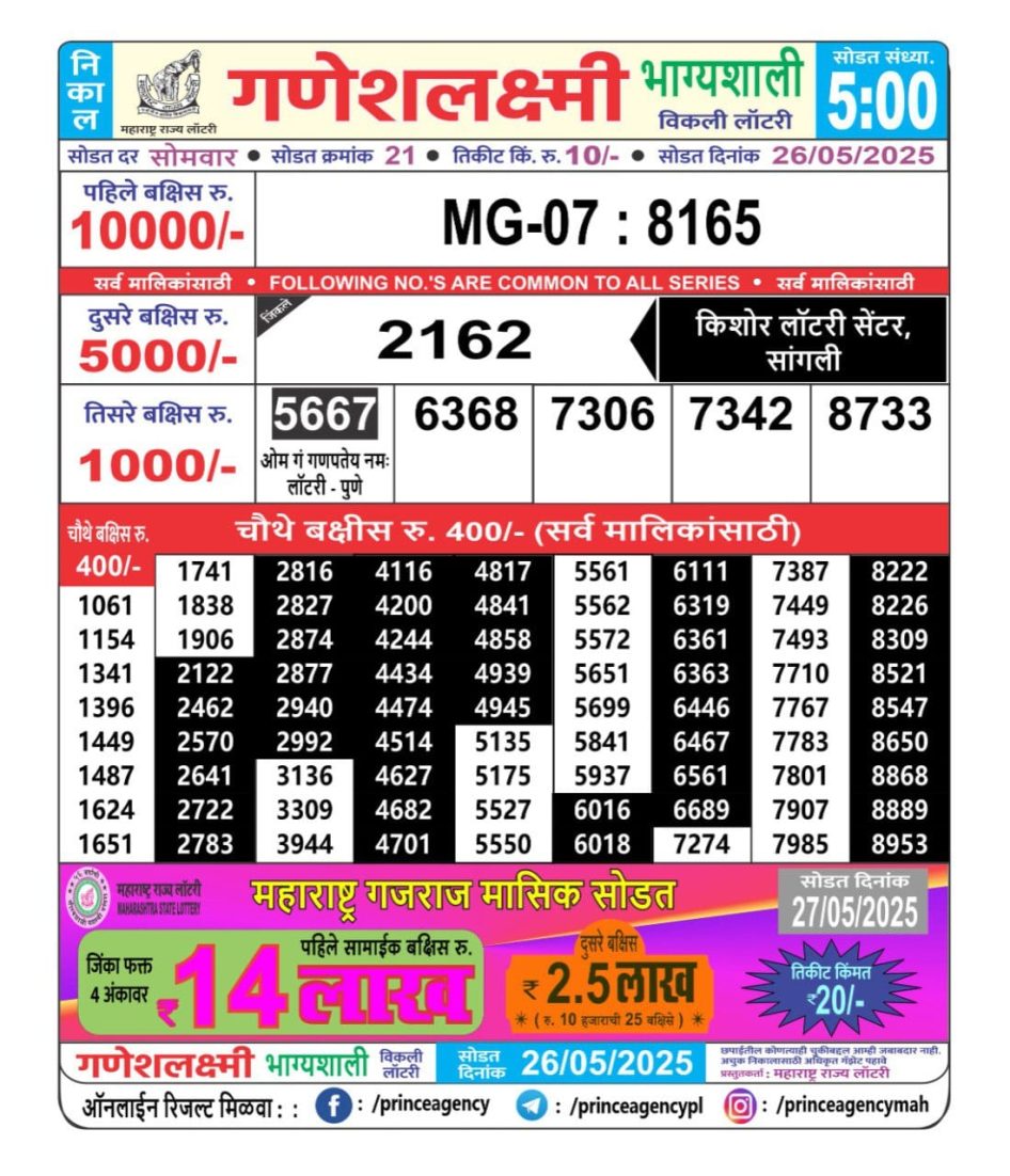 Everest Result Today Dear Lottery Chart