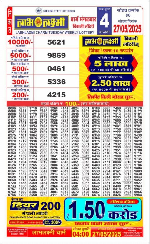 Everest Result Today Dear Lottery Chart