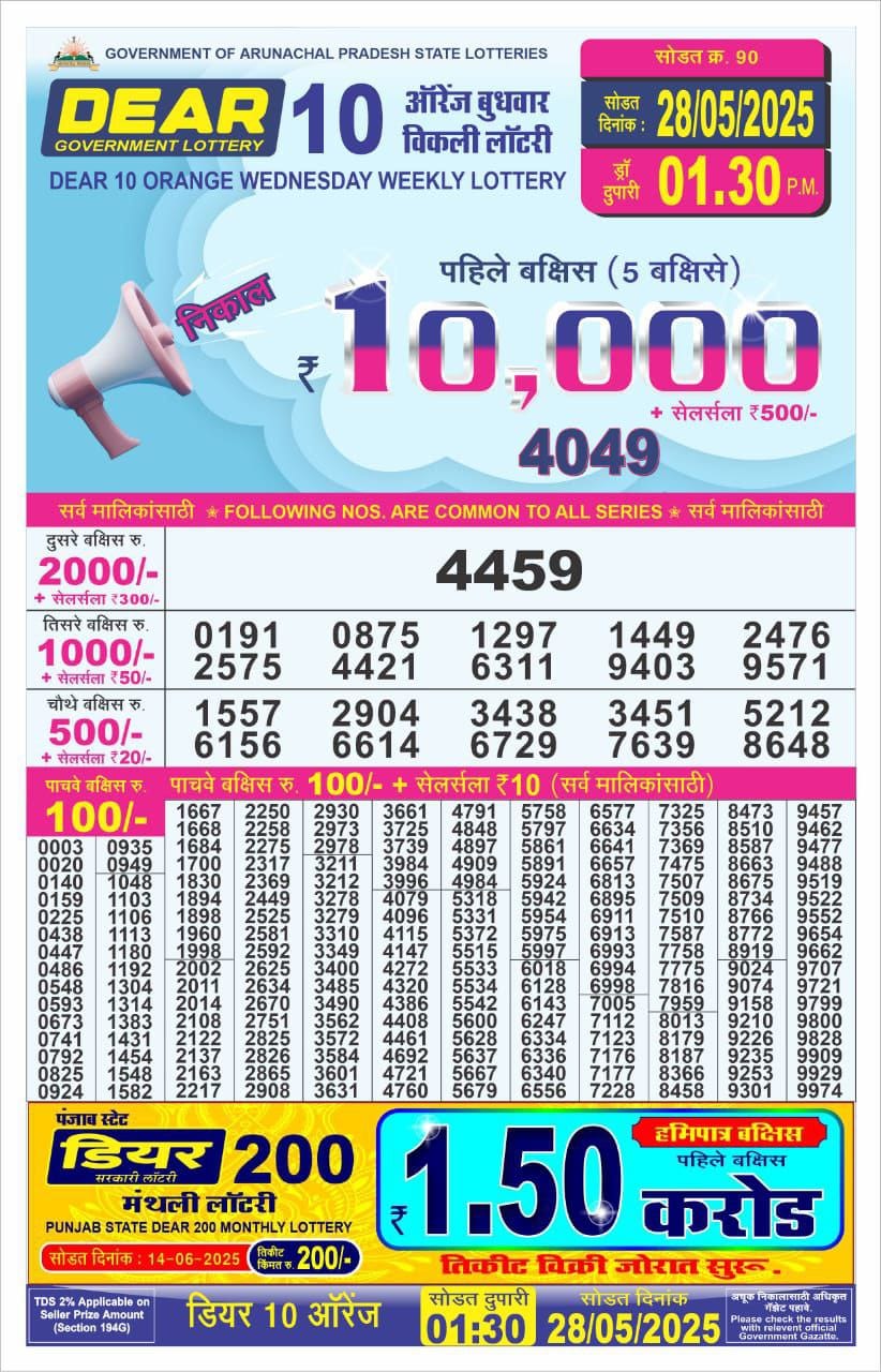 Everest Result Today Dear Lottery Chart