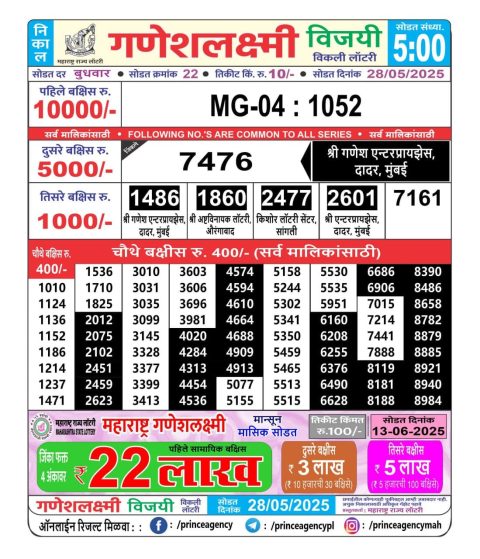 Everest Result Today Dear Lottery Chart