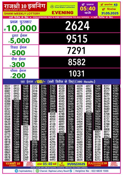 Everest Result Today Dear Lottery Chart