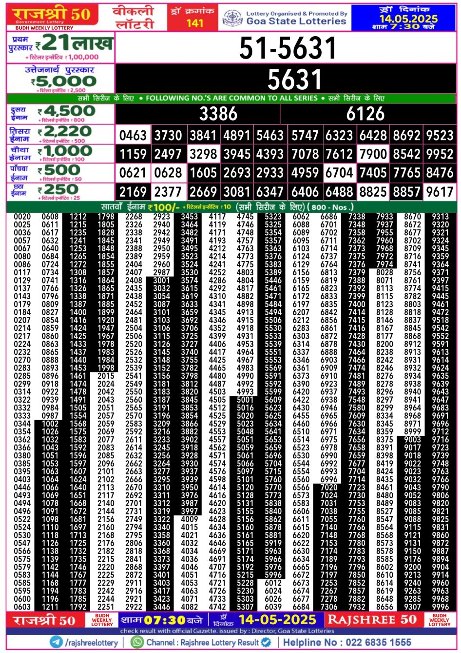 Everest Result Today Dear Lottery Chart