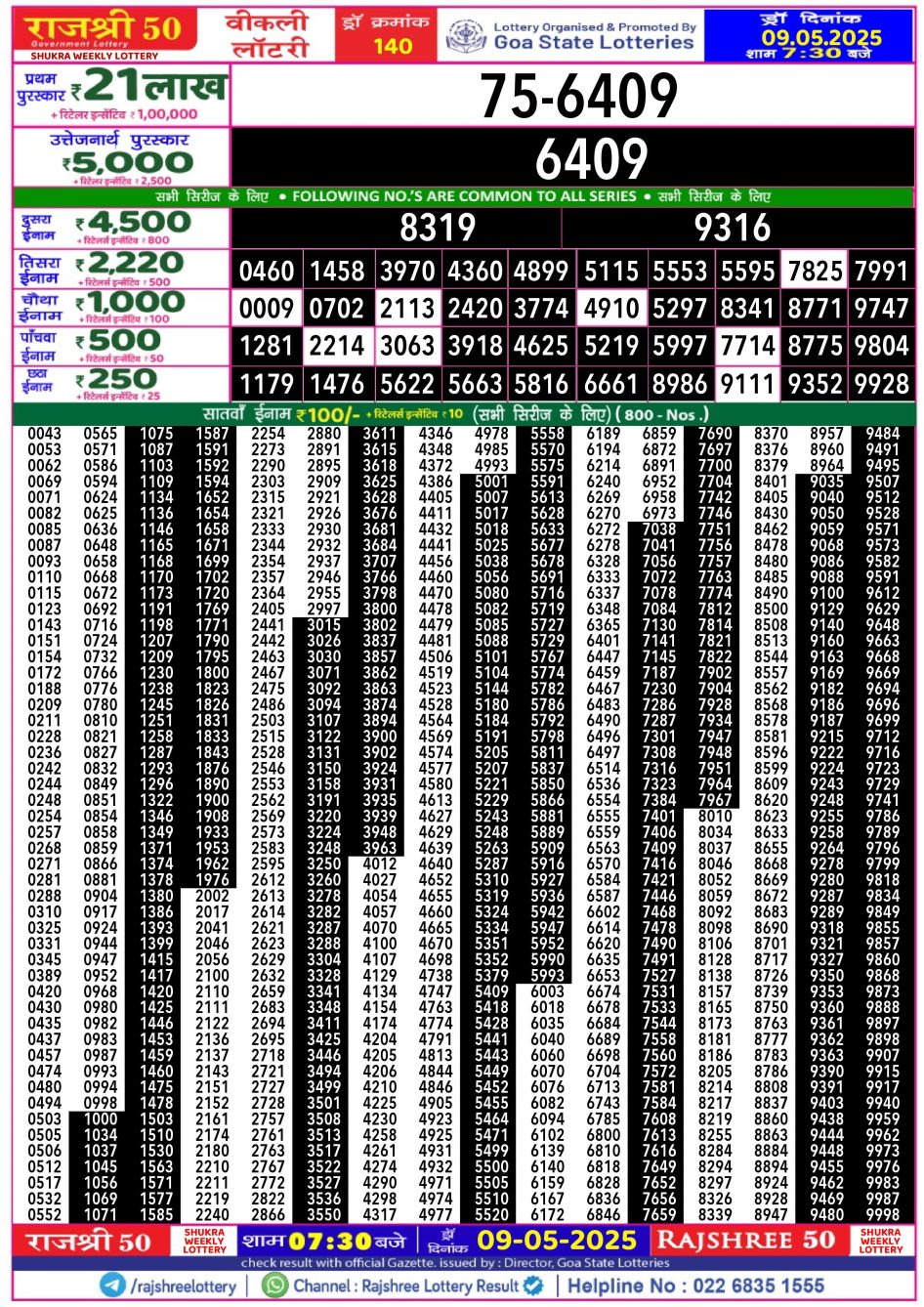 Everest Result Today Dear Lottery Chart