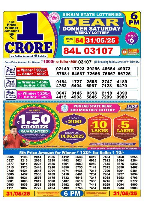 Everest Result Today Dear Lottery Chart