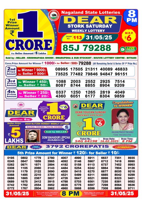 Everest Result Today Dear Lottery Chart