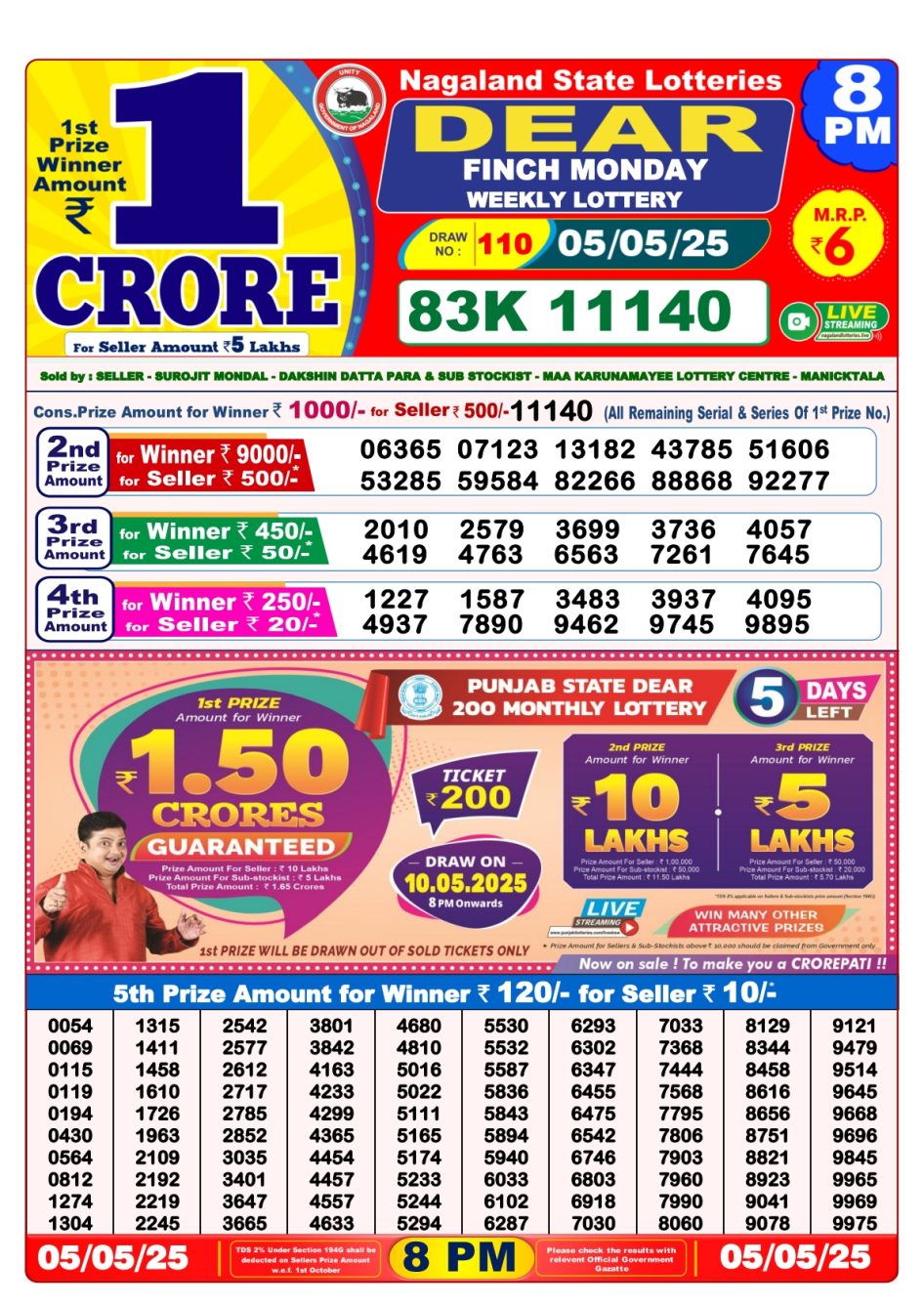 Everest Result Today Dear Lottery Chart