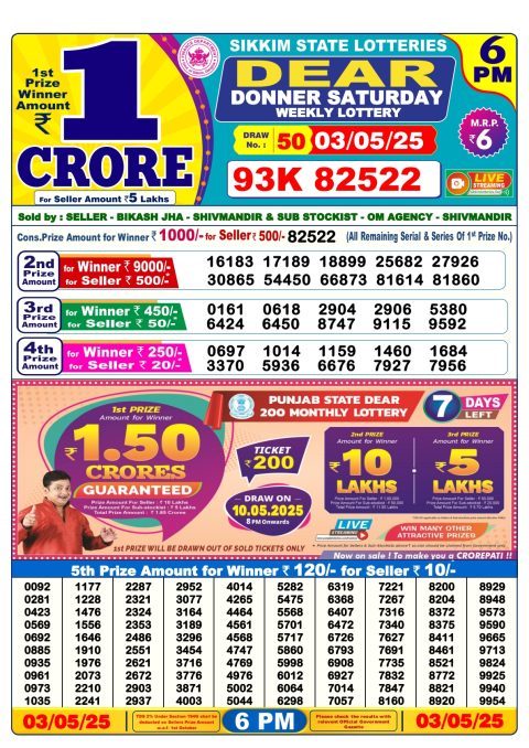 Everest Result Today Dear Lottery Chart