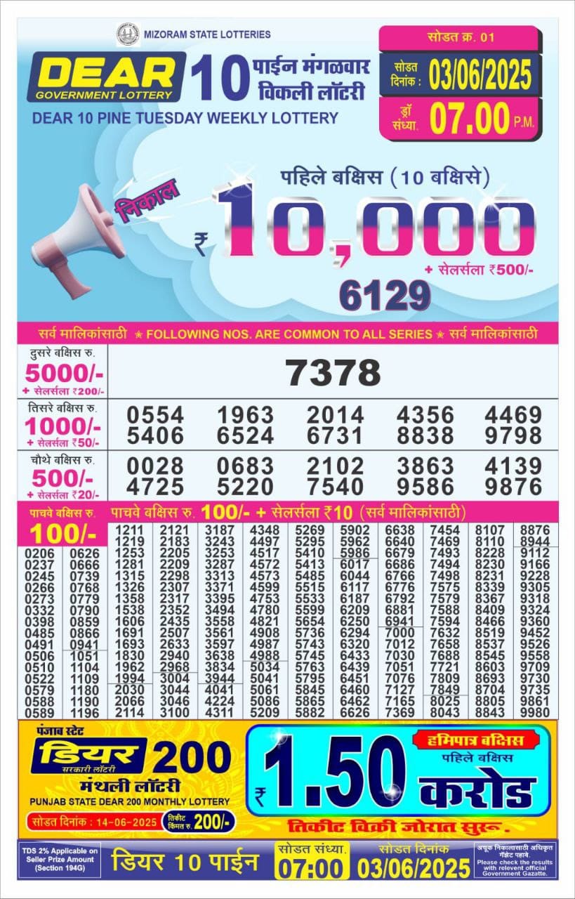 Everest Result Today Dear Lottery Chart