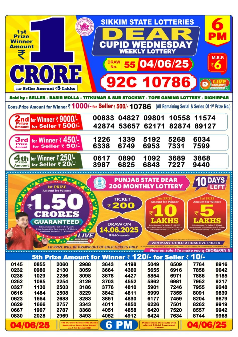 Everest Result Today Dear Lottery Chart