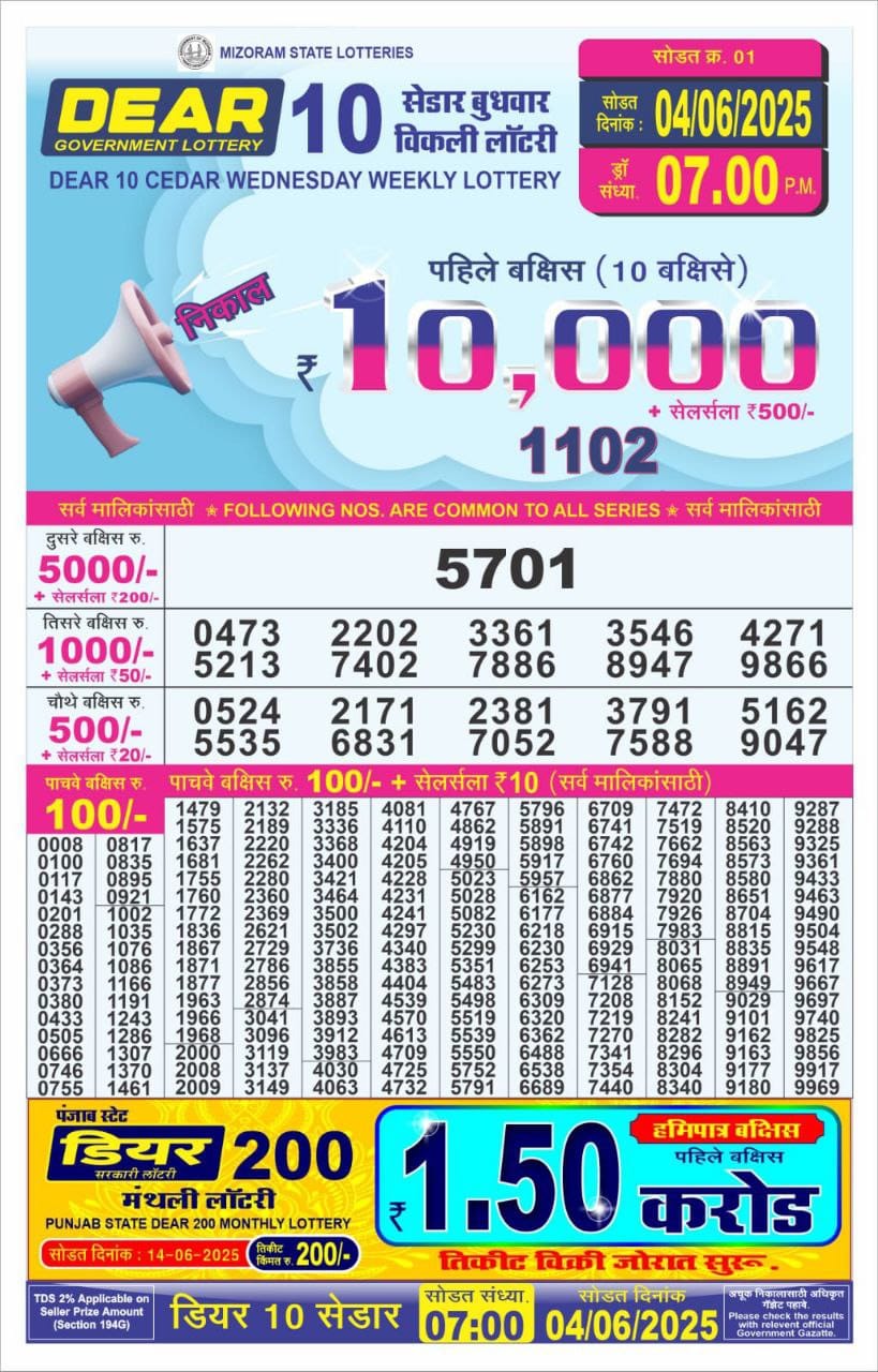Everest Result Today Dear Lottery Chart