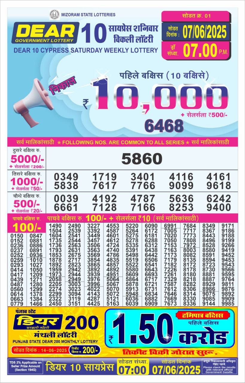 Everest Result Today Dear Lottery Chart