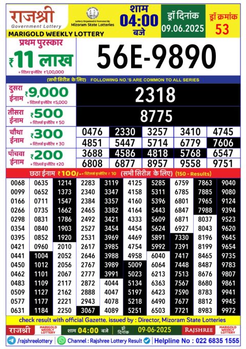 Everest Result Today Dear Lottery Chart