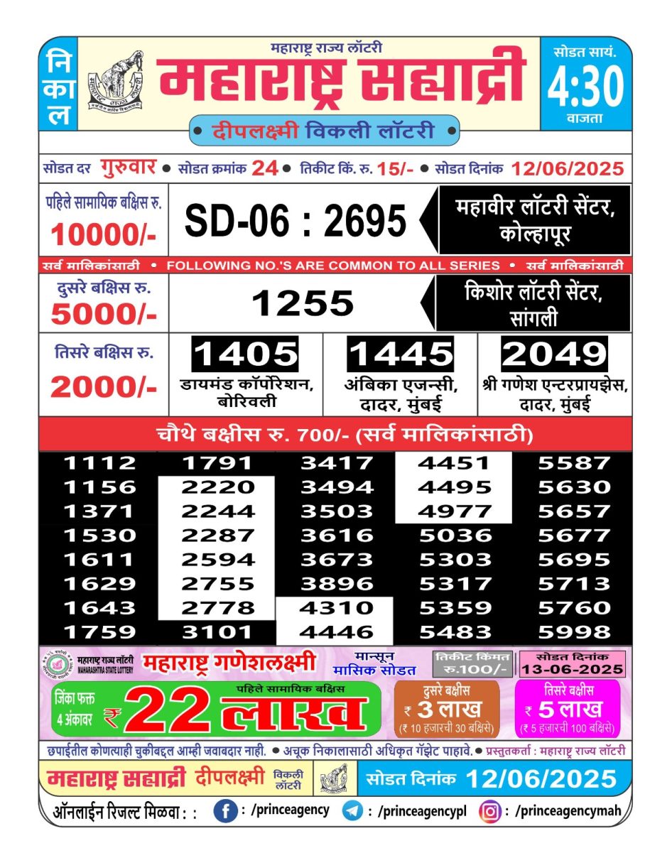 Everest Result Today Dear Lottery Chart