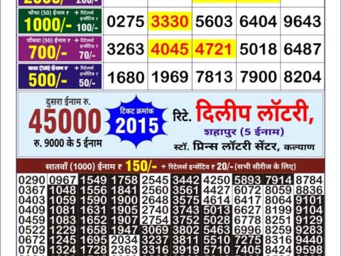 Everest Result Today Dear Lottery Chart