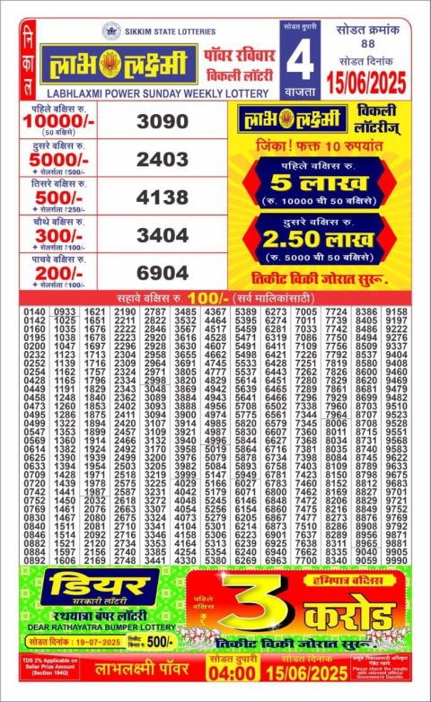 Everest Result Today Dear Lottery Chart