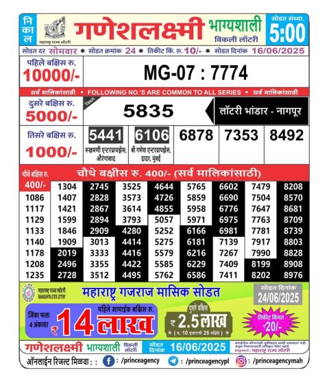 Everest Result Today Dear Lottery Chart