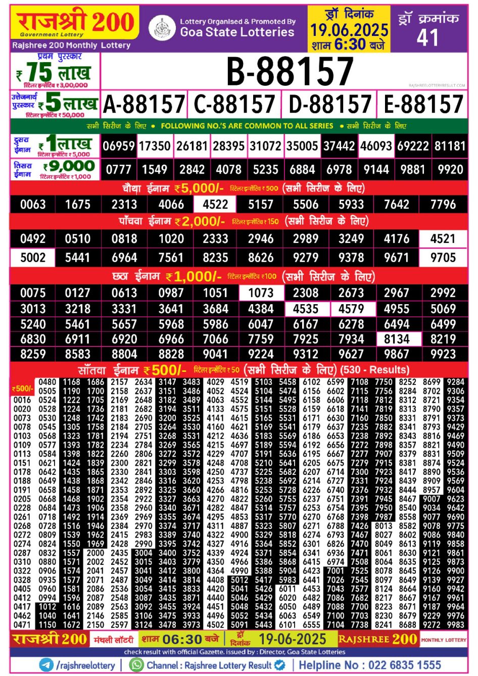 Everest Result Today Dear Lottery Chart