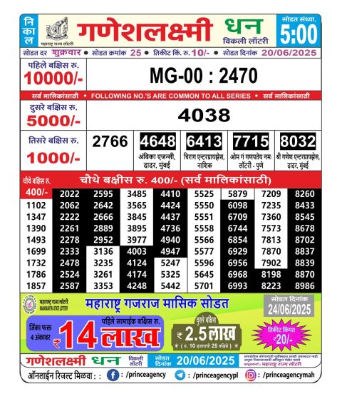 Everest Result Today Dear Lottery Chart