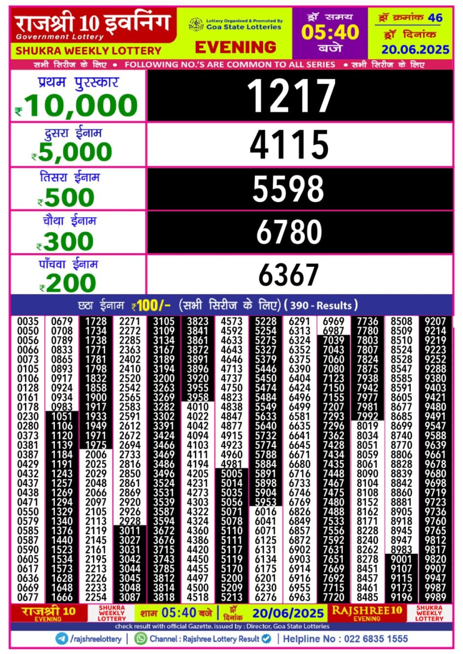Everest Result Today Dear Lottery Chart