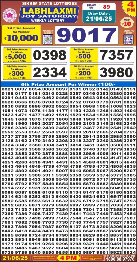 Everest Result Today Dear Lottery Chart