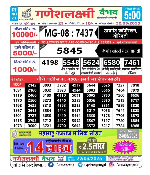 Everest Result Today Dear Lottery Chart