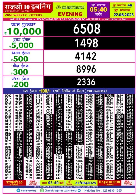 Everest Result Today Dear Lottery Chart