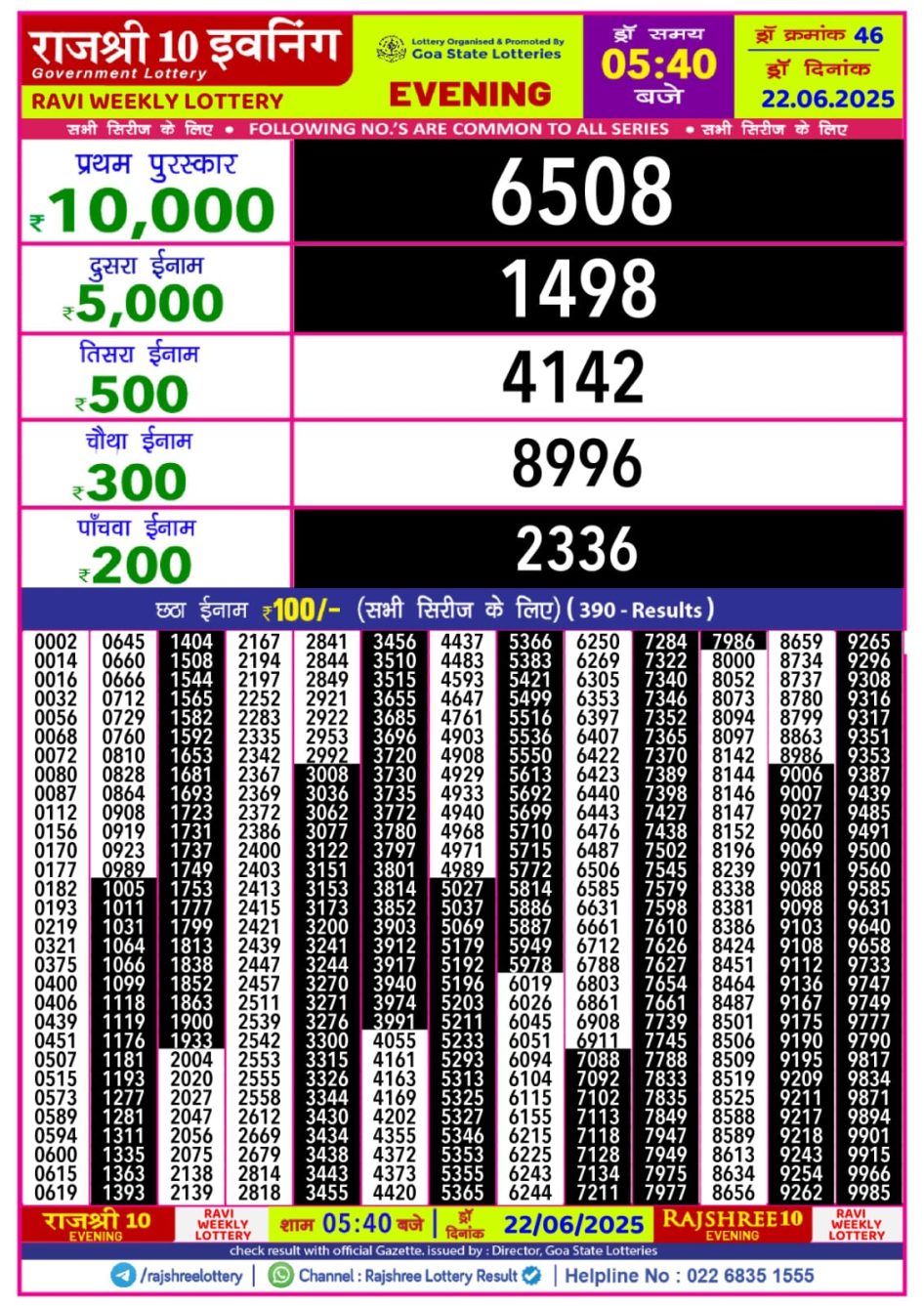 Everest Result Today Dear Lottery Chart