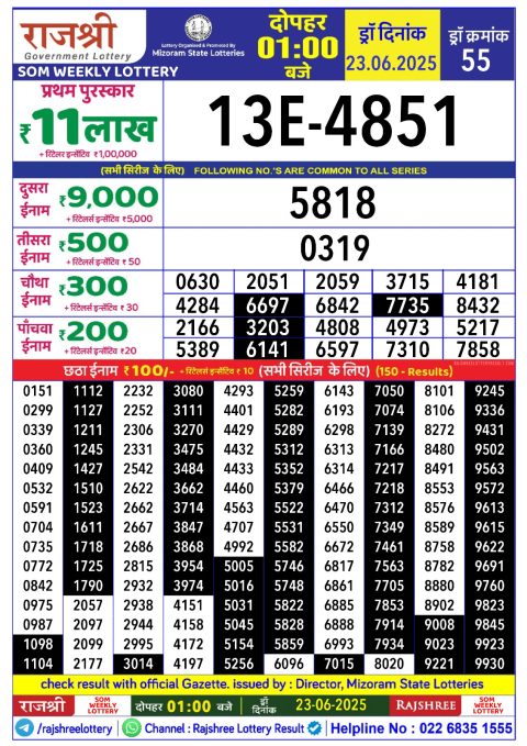 Everest Result Today Dear Lottery Chart