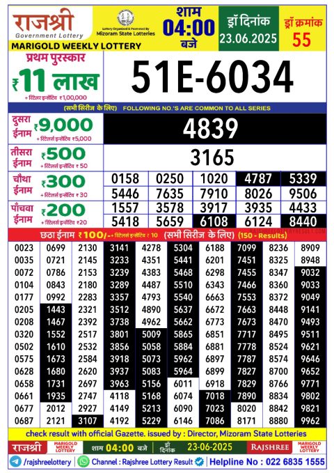 Everest Result Today Dear Lottery Chart
