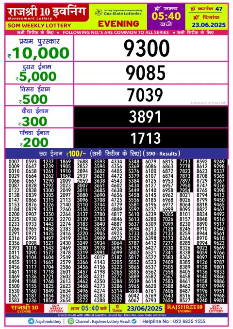 Everest Result Today Dear Lottery Chart