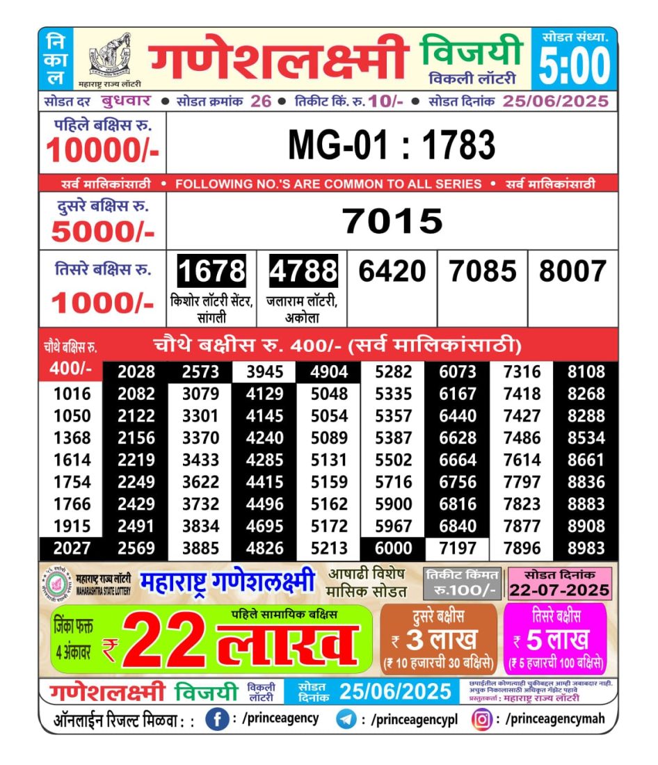 Everest Result Today Dear Lottery Chart