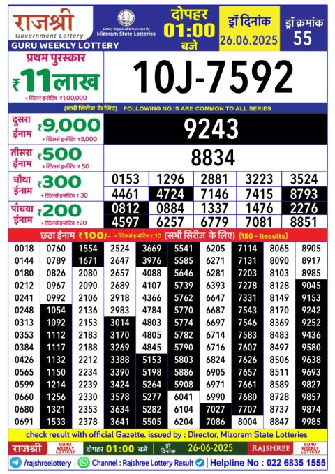 Everest Result Today Dear Lottery Chart