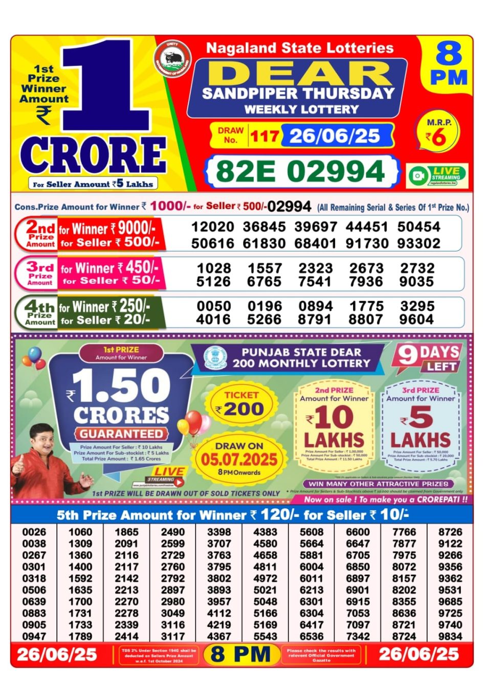 Everest Result Today Dear Lottery Chart