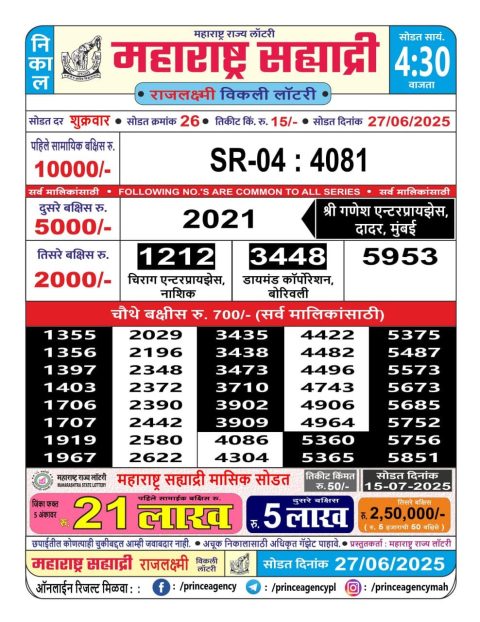 Everest Result Today Dear Lottery Chart
