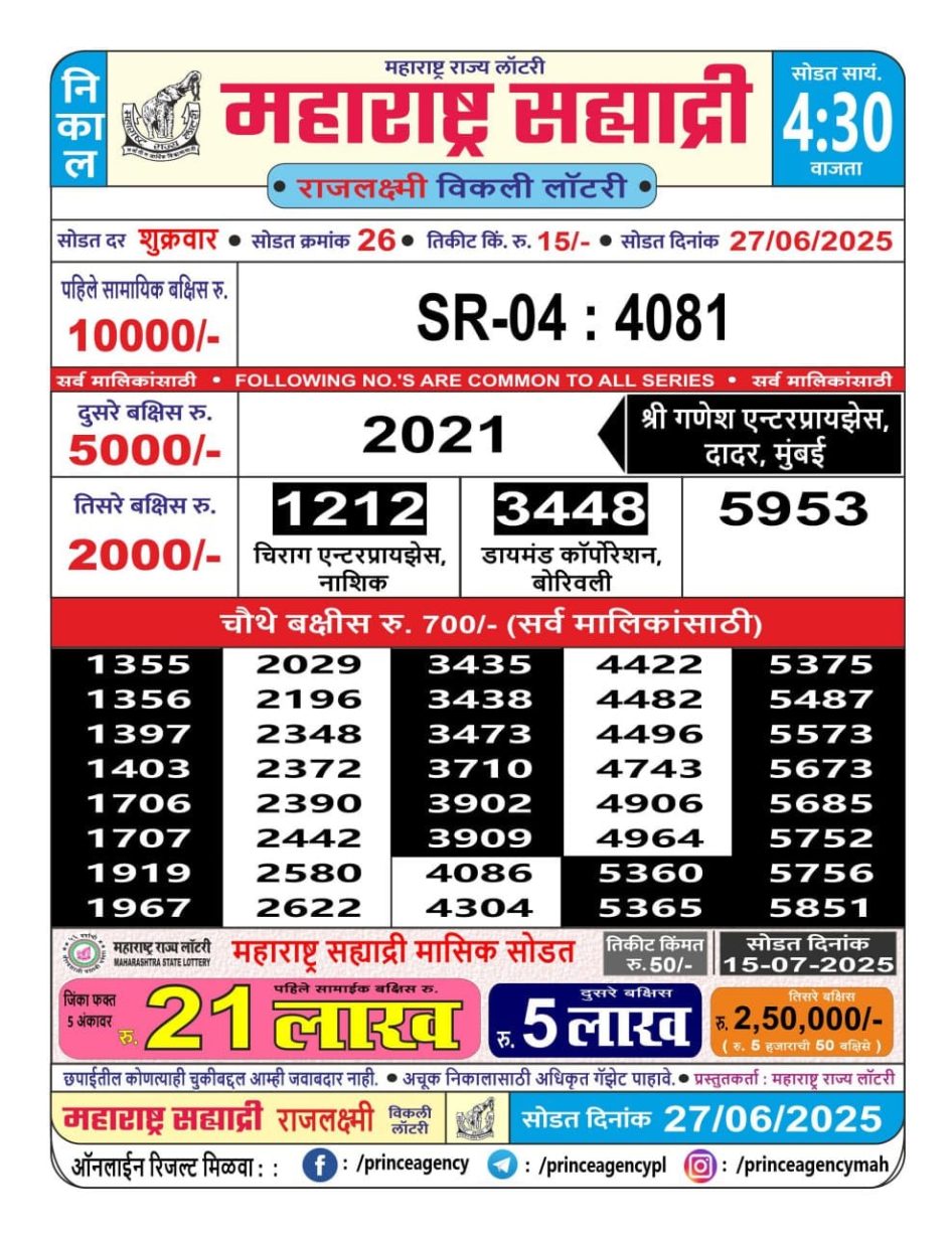 Everest Result Today Dear Lottery Chart
