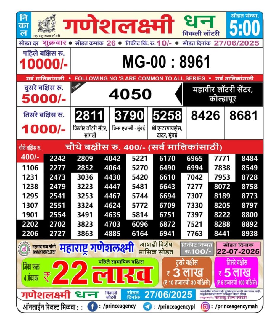 Everest Result Today Dear Lottery Chart
